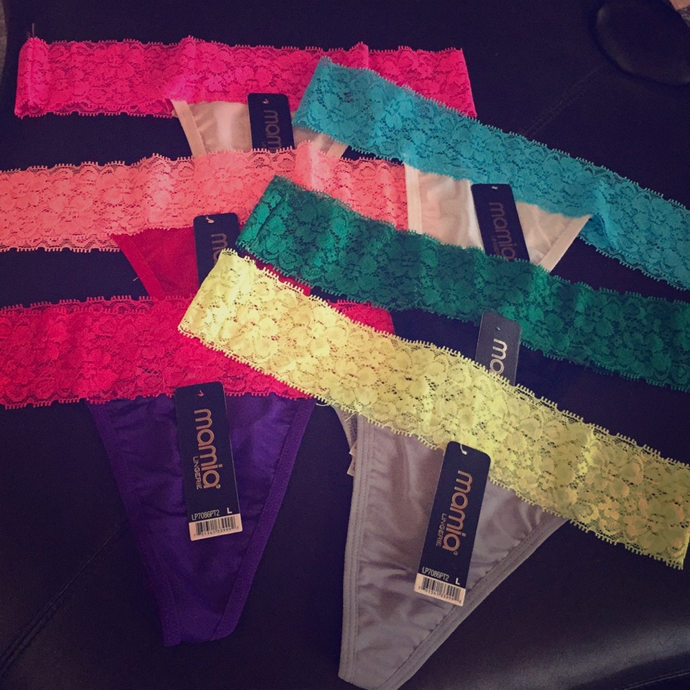 Mamia 6 pack multi color thong panties